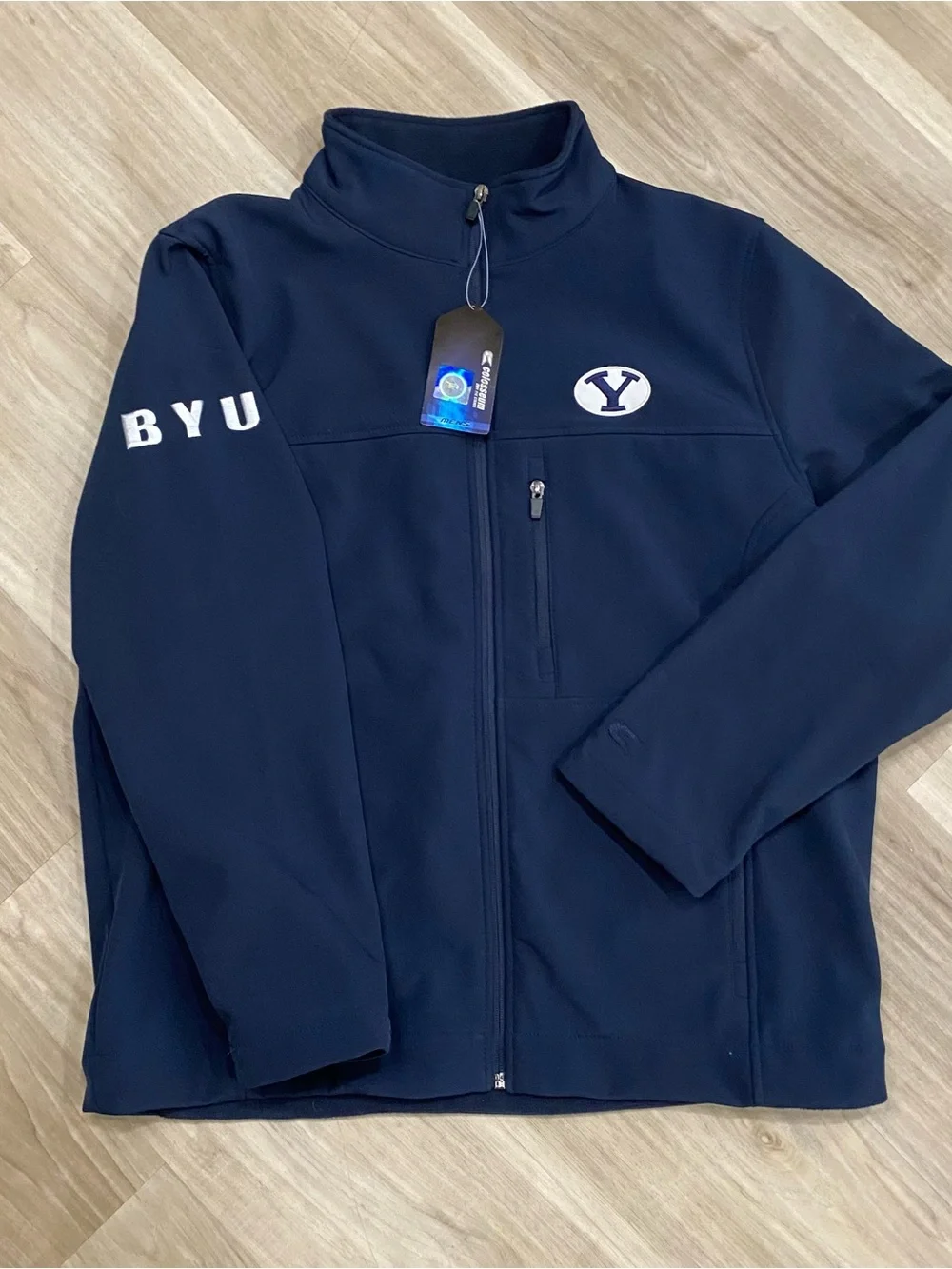 Colosseum BYU Cougars Jacket Mens Small S Navy Blue Full Zip Softshell NWT